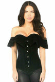 Daisy Corsets Top Drawer Black Velvet Off-The-Shoulder Steel Boned Corset - Daisy Corsets - Flyclothing LLC