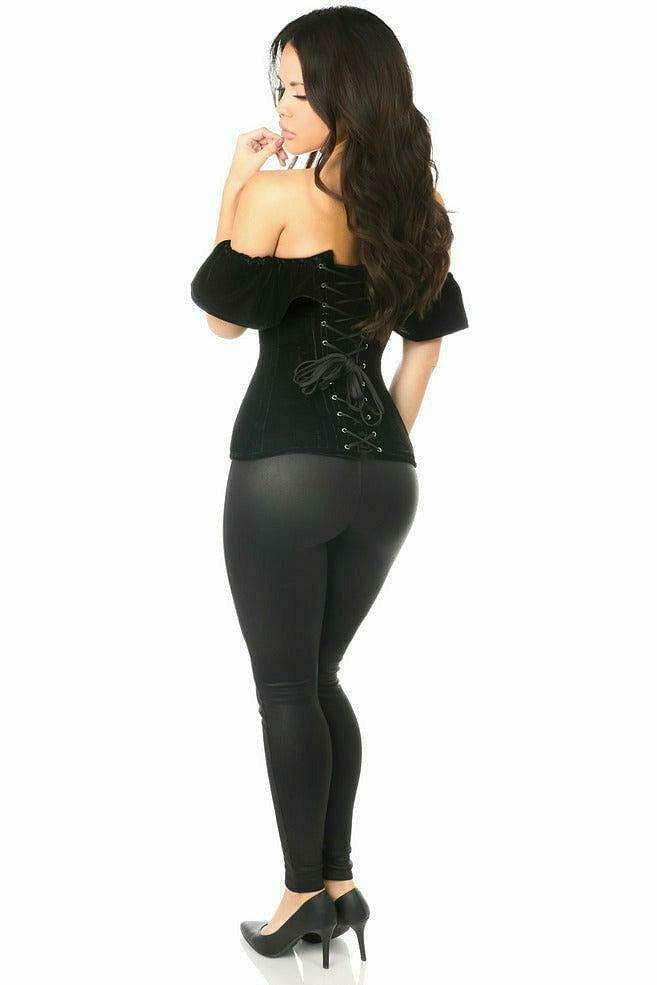 Daisy Corsets Top Drawer Black Velvet Off-The-Shoulder Steel Boned Corset - Daisy Corsets - Flyclothing LLC