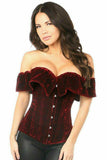 Daisy Corsets Top Drawer Dark Red Velvet Off-The-Shoulder Steel Boned Corset - Daisy Corsets - Flyclothing LLC