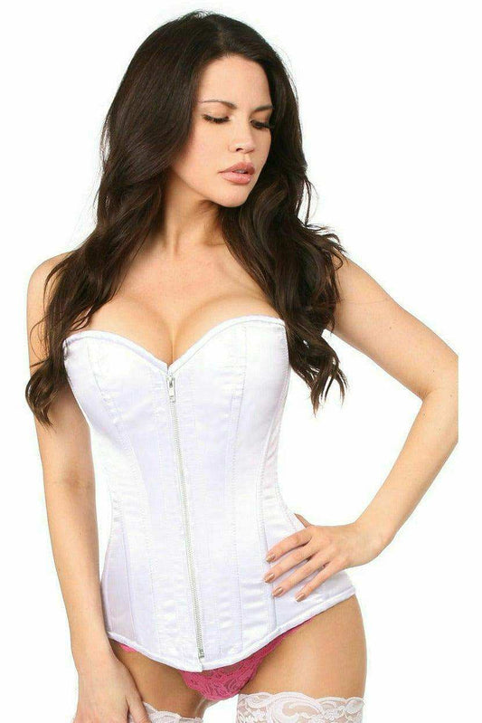 Daisy Corsets Top Drawer White Satin Steel Boned Corset - Daisy Corsets - Flyclothing LLC
