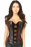 Daisy Corsets Top Drawer Red Velvet & Faux Leather Steel Boned Corset - Daisy Corsets - Flyclothing LLC