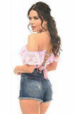 Daisy Corsets Top Drawer Lt Pink Sheer Lace Steel Boned Corset - Daisy Corsets - Flyclothing LLC