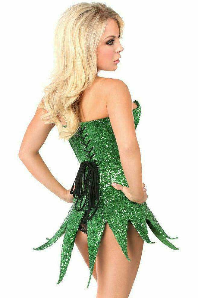 Daisy Corsets Top Drawer Green Sequin Steel Boned Corset Dress - Daisy Corsets - Flyclothing LLC