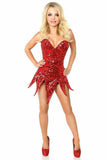 Daisy Corsets Top Drawer Red Sequin Steel Boned Corset Dress - Daisy Corsets - Flyclothing LLC