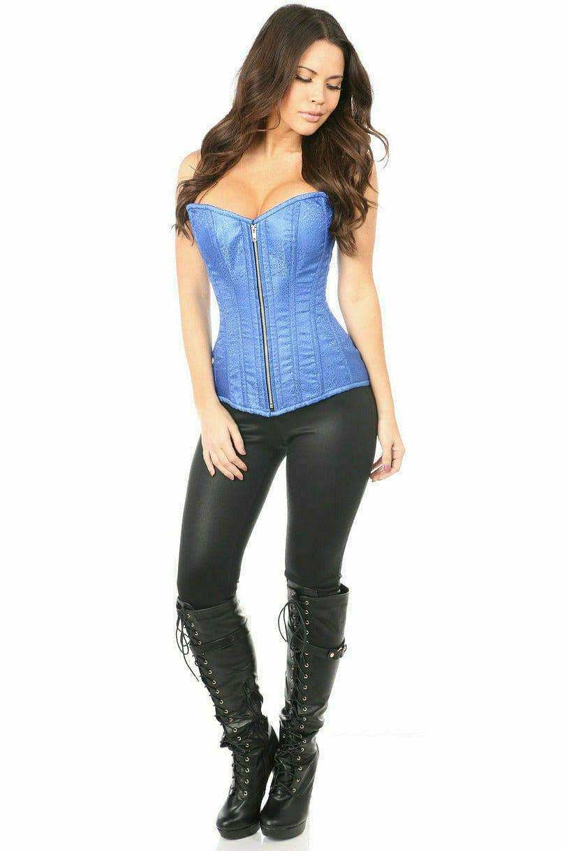 Daisy Corsets Top Drawer Royal Blue Brocade Steel Boned Corset - Daisy Corsets - Flyclothing LLC