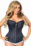 Daisy Corsets Top Drawer Navy Blue Brocade Steel Boned Corset - Daisy Corsets - Flyclothing LLC