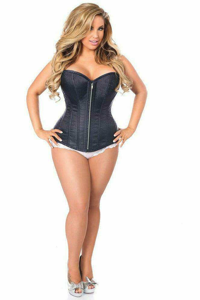 Daisy Corsets Top Drawer Navy Blue Brocade Steel Boned Corset - Daisy Corsets - Flyclothing LLC