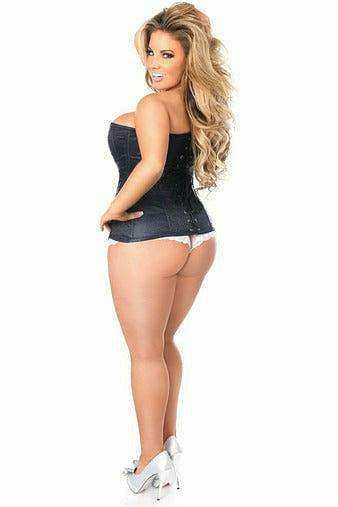 Daisy Corsets Top Drawer Navy Blue Brocade Steel Boned Corset - Daisy Corsets - Flyclothing LLC