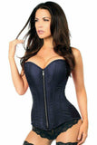 Daisy Corsets Top Drawer Navy Blue Brocade Steel Boned Corset - Daisy Corsets - Flyclothing LLC