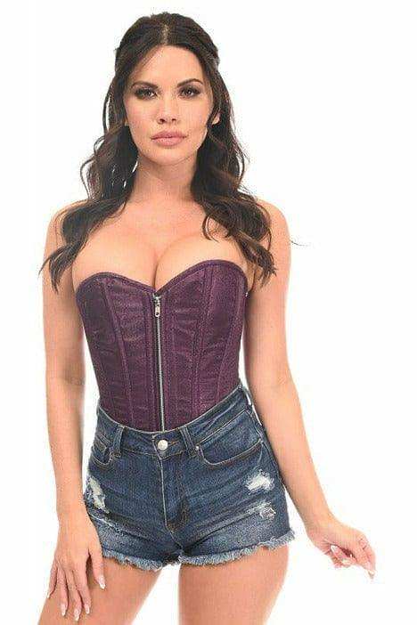 Daisy Corsets Top Drawer Plum Brocade Steel Boned Corset - Daisy Corsets - Flyclothing LLC
