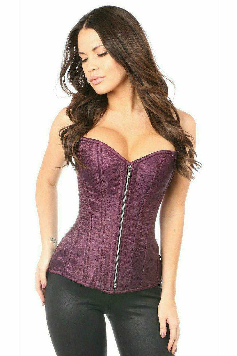 Daisy Corsets Top Drawer Plum Brocade Steel Boned Corset - Daisy Corsets - Flyclothing LLC