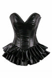 Daisy Corsets Top Drawer Black Faux Leather Steel Boned Mini Corset Dress - Daisy Corsets - Flyclothing LLC