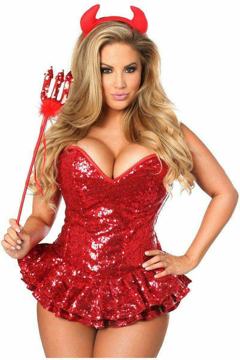 Daisy Corsets Top Drawer Premium Sequin Devil Corset Dress Costume - Daisy Corsets - Flyclothing LLC