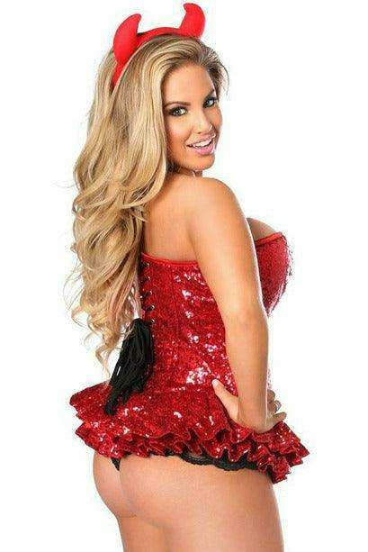 Daisy Corsets Top Drawer Premium Sequin Devil Corset Dress Costume - Daisy Corsets - Flyclothing LLC