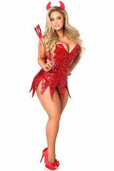 Daisy Corsets Top Drawer Red Sequin Devil Corset Dress Costume - Daisy Corsets - Flyclothing LLC