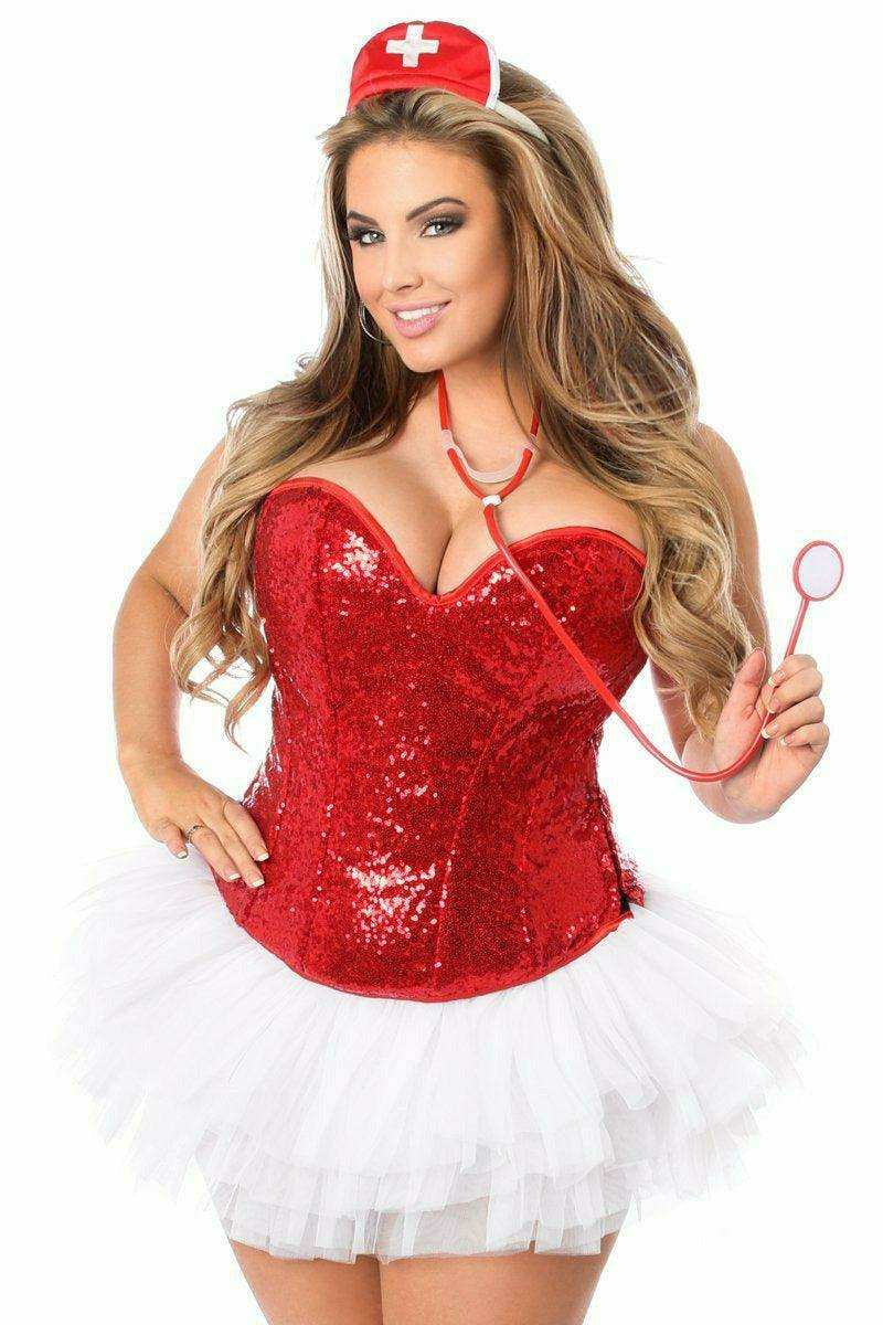 Daisy Corsets Top Drawer 4 PC Sequin Nurse Corset Costume - Daisy Corsets - Flyclothing LLC