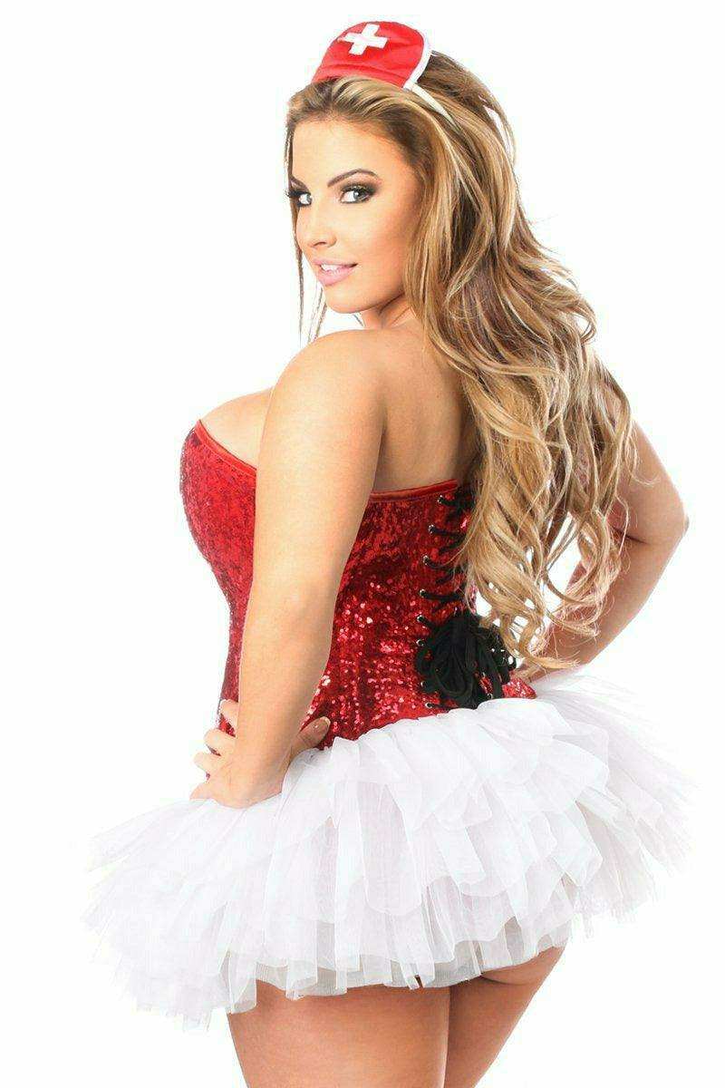 Daisy Corsets Top Drawer 4 PC Sequin Nurse Corset Costume - Daisy Corsets - Flyclothing LLC