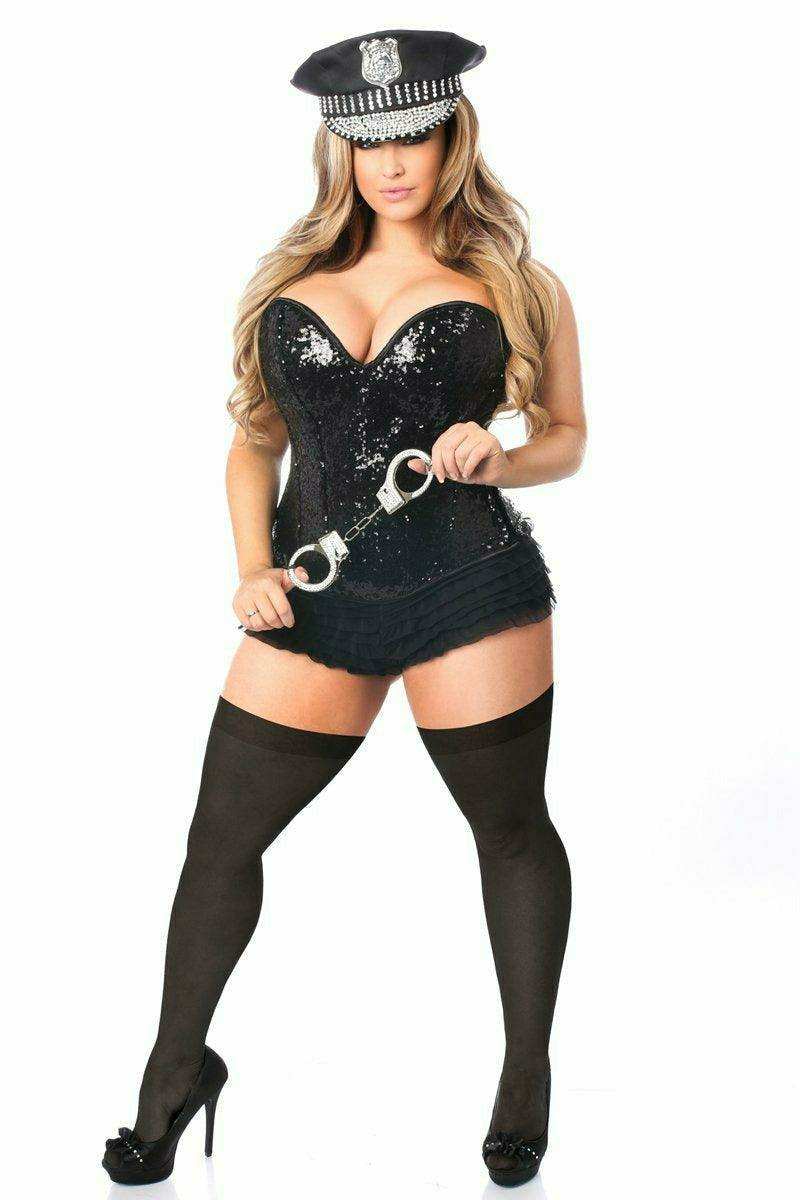 Daisy Corsets Top Drawer 4 PC Sequin Cop Corset Costume - Daisy Corsets - Flyclothing LLC