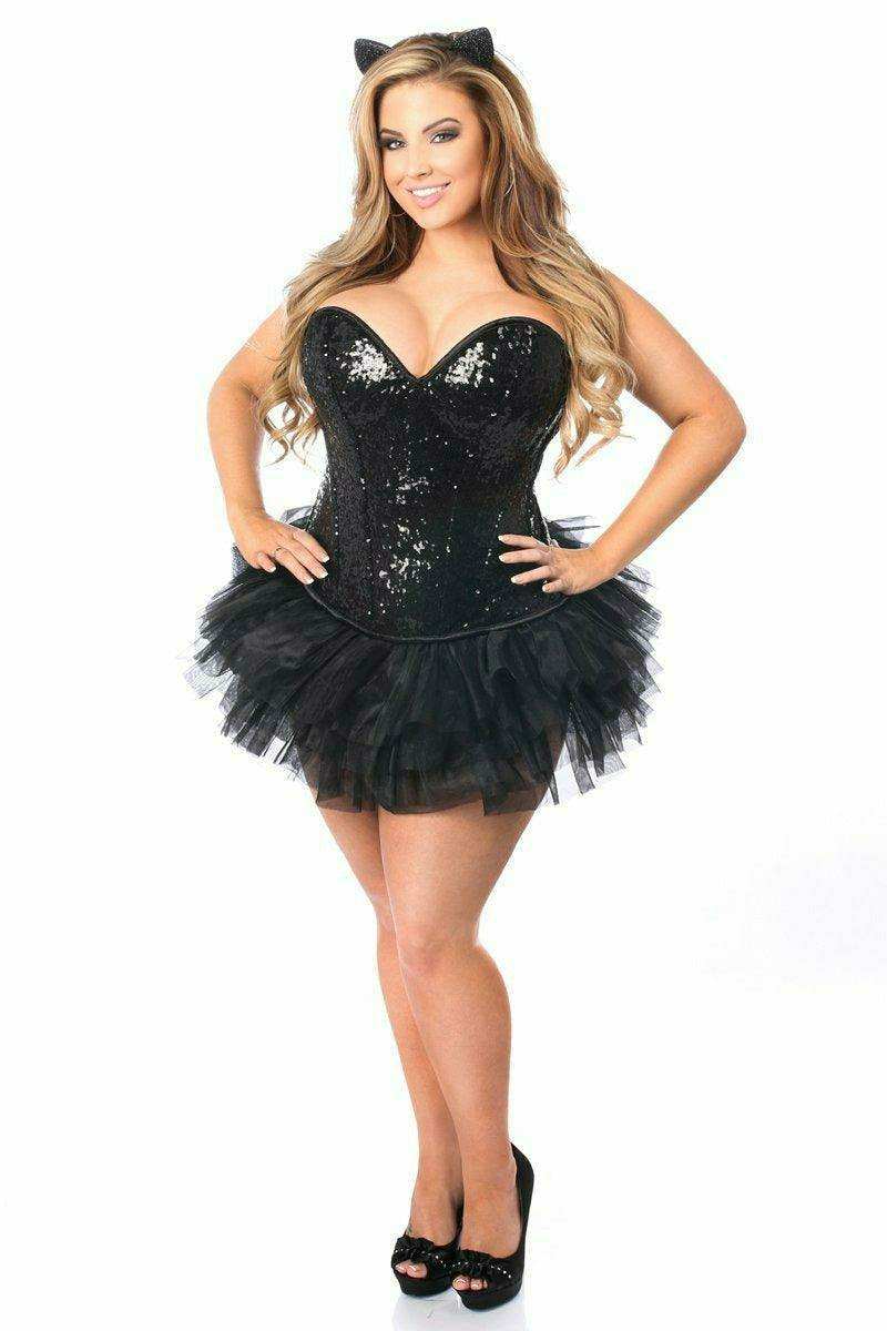 Daisy Corsets Top Drawer 3 PC Sequin Cat Corset Costume - Daisy Corsets - Flyclothing LLC