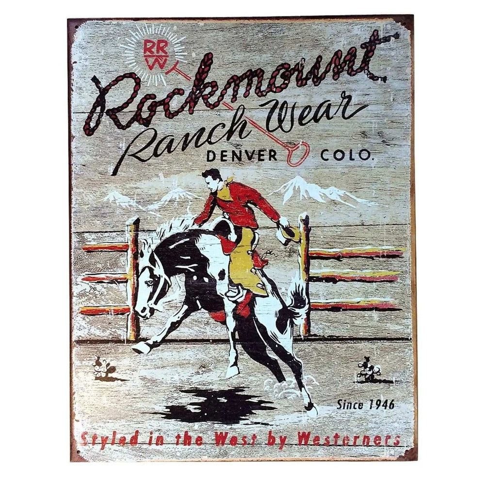 Rockmount Bronc Tin Metal Western Sign - Rockmount Clothing - Flyclothing LLC