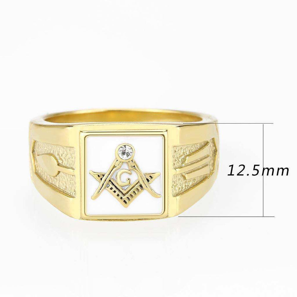 Alamode IP Gold(Ion Plating) Stainless Steel Ring with Top Grade Crystal in Clear - Alamode - Flyclothing LLC