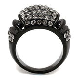 Alamode IP Black(Ion Plating) Stainless Steel Ring with Top Grade Crystal in Hematite - Alamode - Flyclothing LLC