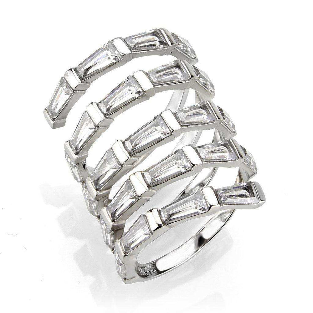 Alamode High polished Stainless Steel Ring with AAA Grade CZ in Clear Ring - Alamode - Flyclothing LLC