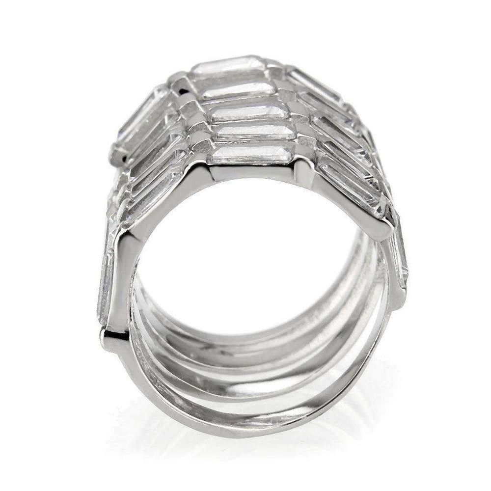 Alamode High polished Stainless Steel Ring with AAA Grade CZ in Clear Ring - Alamode - Flyclothing LLC
