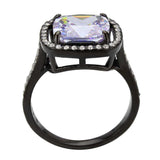 Alamode IP Black Stainless Steel Ring with AAA Grade CZ in Light Amethyst Ring - Alamode - Flyclothing LLC