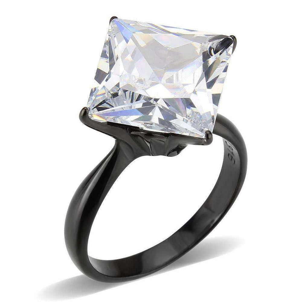 Alamode IP Black Stainless Steel Ring with AAA Grade CZ in Clear Ring - Alamode - Flyclothing LLC