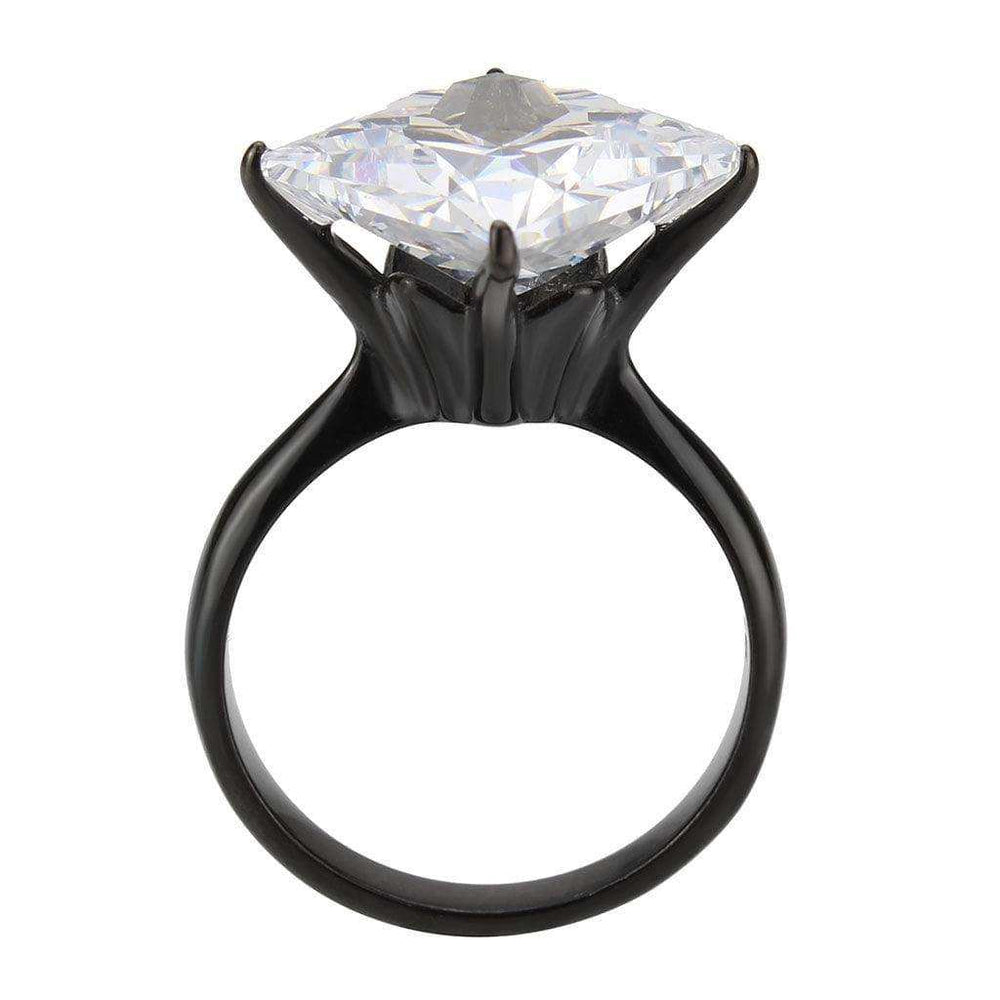 Alamode IP Black Stainless Steel Ring with AAA Grade CZ in Clear Ring - Alamode - Flyclothing LLC