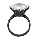 Alamode IP Black Stainless Steel Ring with AAA Grade CZ in Clear Ring - Alamode - Flyclothing LLC