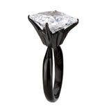 Alamode IP Black Stainless Steel Ring with AAA Grade CZ in Clear Ring - Alamode - Flyclothing LLC