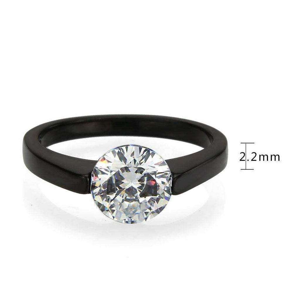 Alamode IP Black Stainless Steel Ring with AAA Grade CZ in Clear - Alamode - Flyclothing LLC