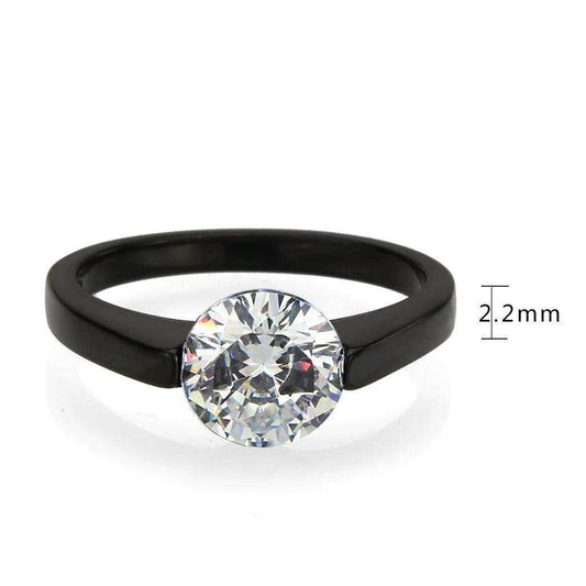 Alamode IP Black Stainless Steel Ring with AAA Grade CZ in Clear - Alamode - Flyclothing LLC