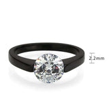 Alamode IP Black Stainless Steel Ring with AAA Grade CZ in Clear - Alamode - Flyclothing LLC
