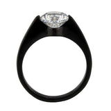 Alamode IP Black Stainless Steel Ring with AAA Grade CZ in Clear - Alamode - Flyclothing LLC