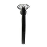 Alamode IP Black Stainless Steel Ring with AAA Grade CZ in Clear - Alamode - Flyclothing LLC