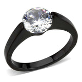 Alamode IP Black Stainless Steel Ring with AAA Grade CZ in Clear - Alamode - Flyclothing LLC