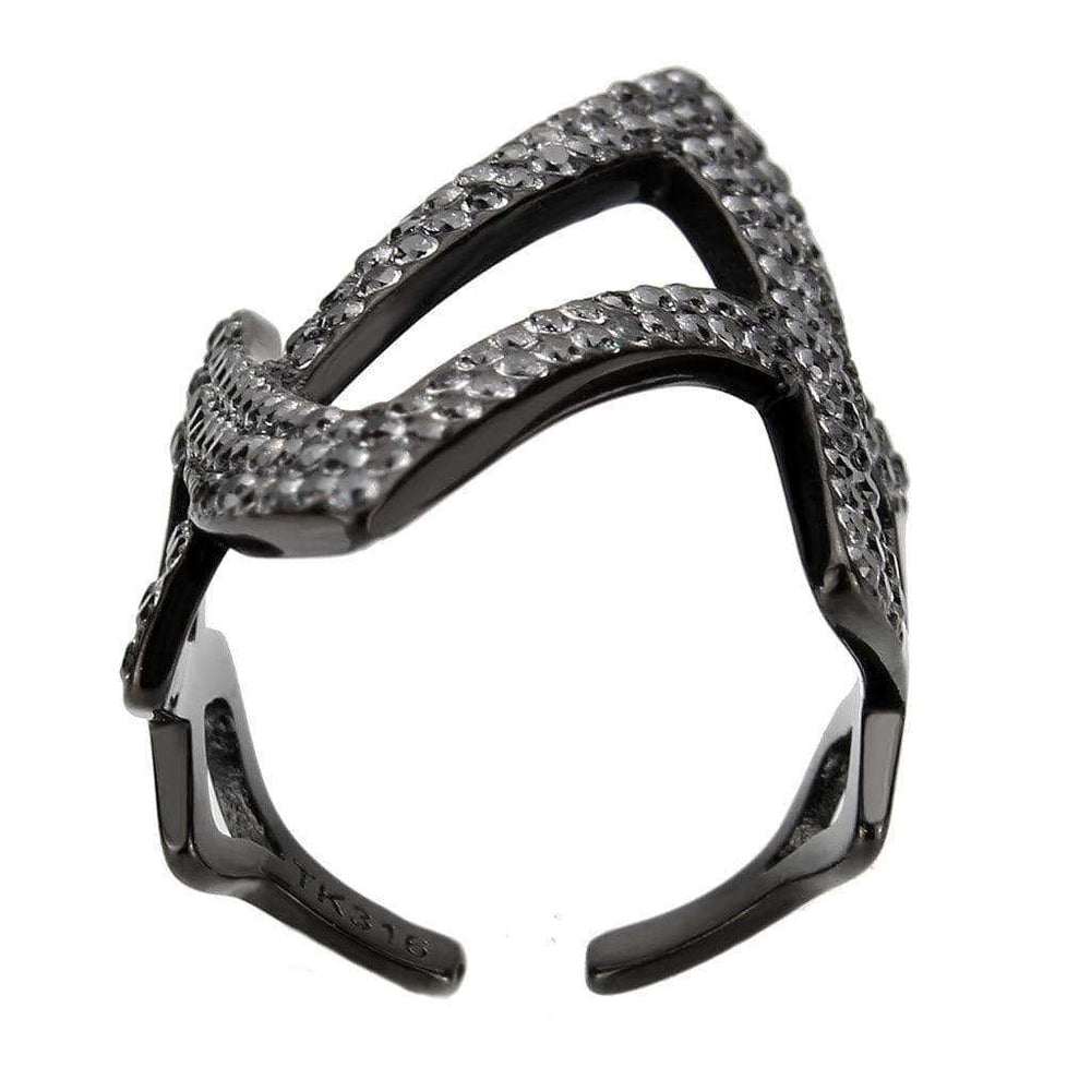 Alamode IP Black Stainless Steel Ring with AAA Grade CZ in Clear Ring - Alamode - Flyclothing LLC