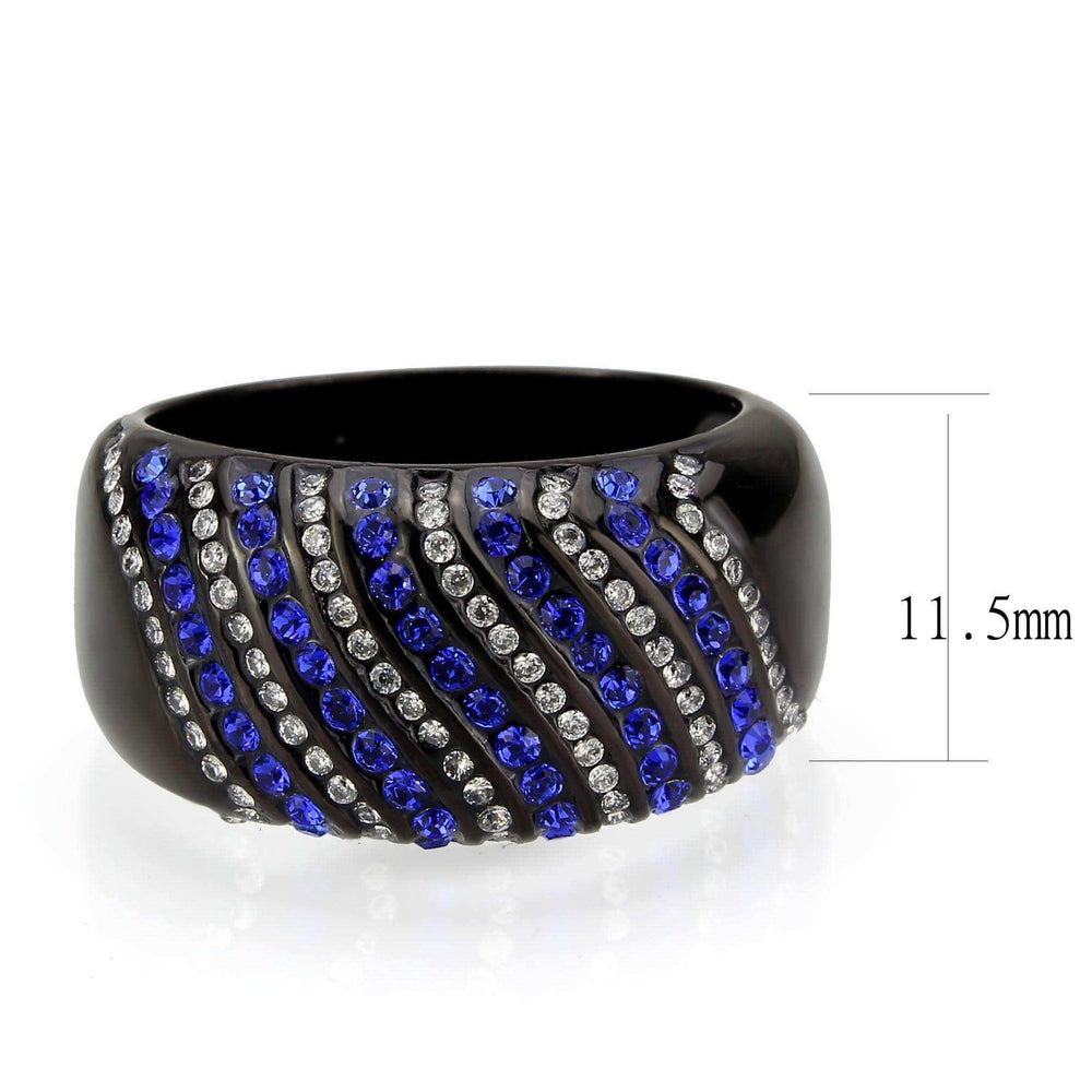 Alamode IP Black Stainless Steel Ring with AAA Grade CZ in Blue Ring - Alamode - Flyclothing LLC