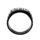 Alamode Two Tone IP Black (Ion Plating) Stainless Steel Ring with Top Grade Crystal in Clear - Alamode - Flyclothing LLC