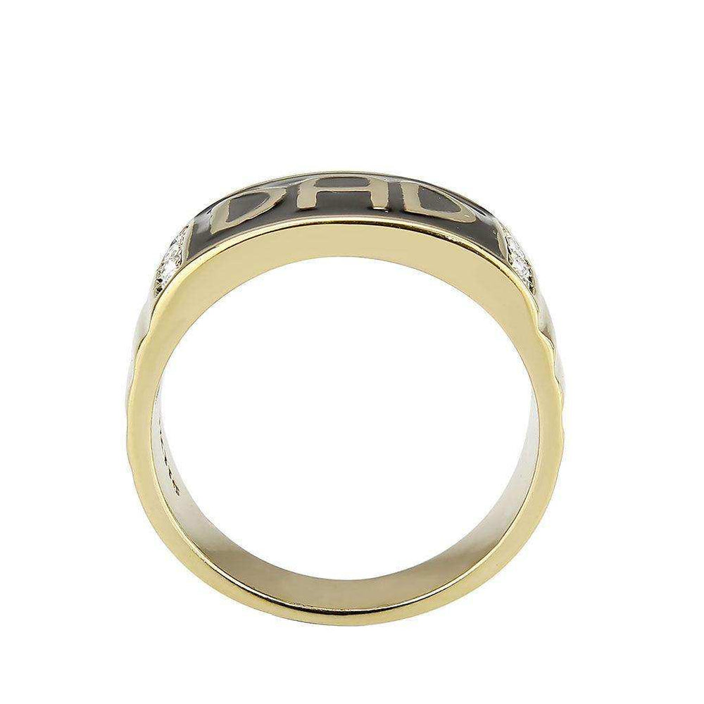 Alamode IP Gold(Ion Plating) Stainless Steel Ring with Top Grade Crystal in Clear - Alamode - Flyclothing LLC