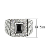 Alamode High polished (no plating) Stainless Steel Ring with AAA Grade CZ in Jet - Alamode - Flyclothing LLC