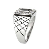 Alamode High polished (no plating) Stainless Steel Ring with AAA Grade CZ in Jet - Alamode - Flyclothing LLC