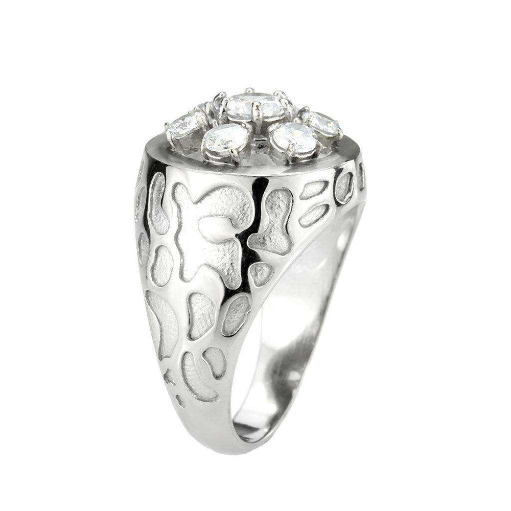 Alamode High polished (no plating) Stainless Steel Ring with AAA Grade CZ in Clear - Alamode - Flyclothing LLC