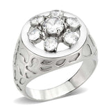 Alamode High polished (no plating) Stainless Steel Ring with AAA Grade CZ in Clear - Alamode - Flyclothing LLC