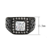 Alamode IP Black (Ion Plating) Stainless Steel Ring with AAA Grade CZ in Clear - Alamode - Flyclothing LLC