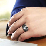 Alamode IP Black (Ion Plating) Stainless Steel Ring with AAA Grade CZ in Clear - Alamode - Flyclothing LLC