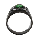 Alamode IP Black (Ion Plating) Stainless Steel Ring with Synthetic in Emerald - Alamode - Flyclothing LLC